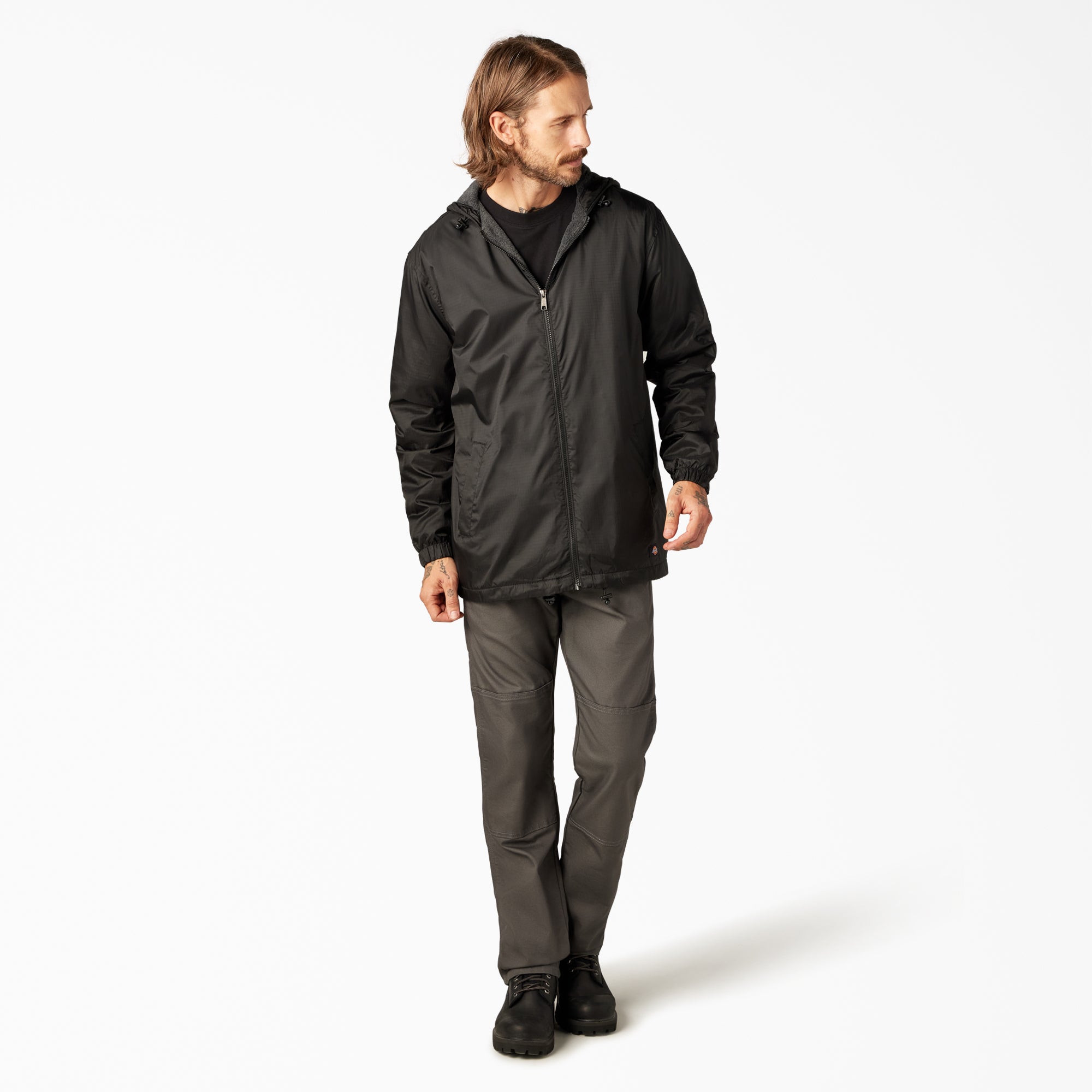 Fleece Lined Nylon Hooded Jacket - Image 5