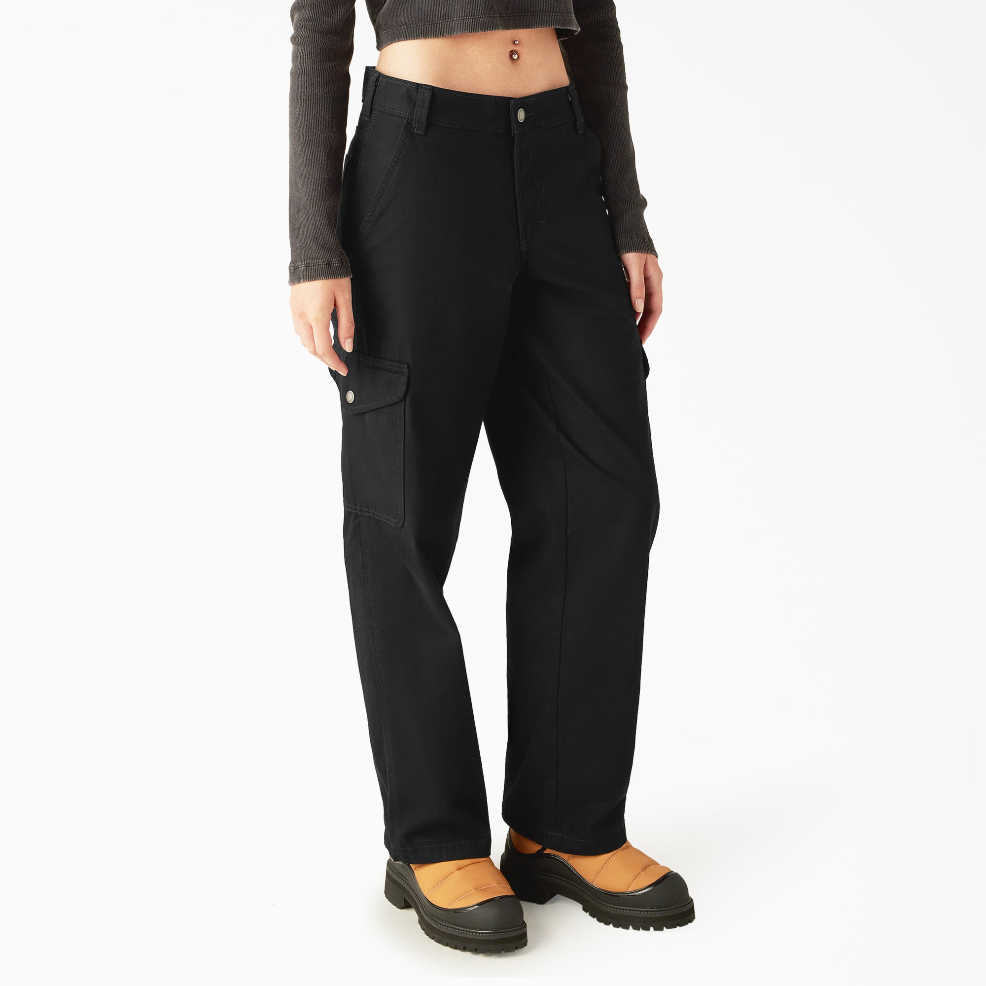 Women's Relaxed Fit Duck Canvas Cargo Pants - Image 4