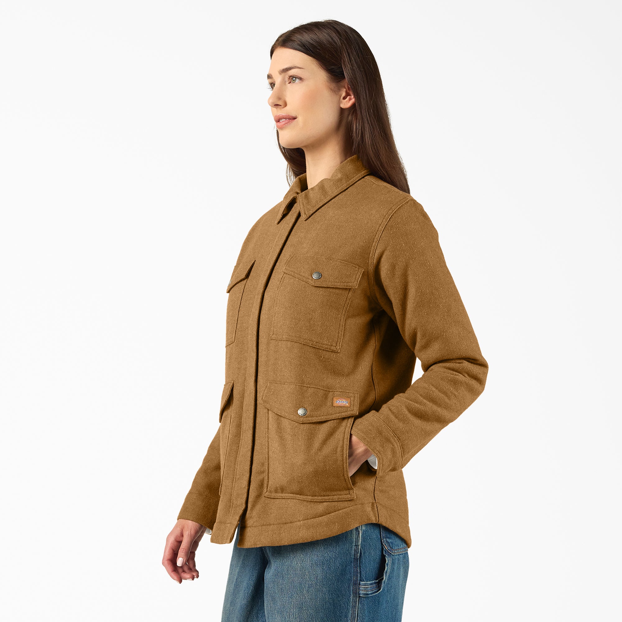 Women's Fleece Lined Flannel Chore Coat - Image 3