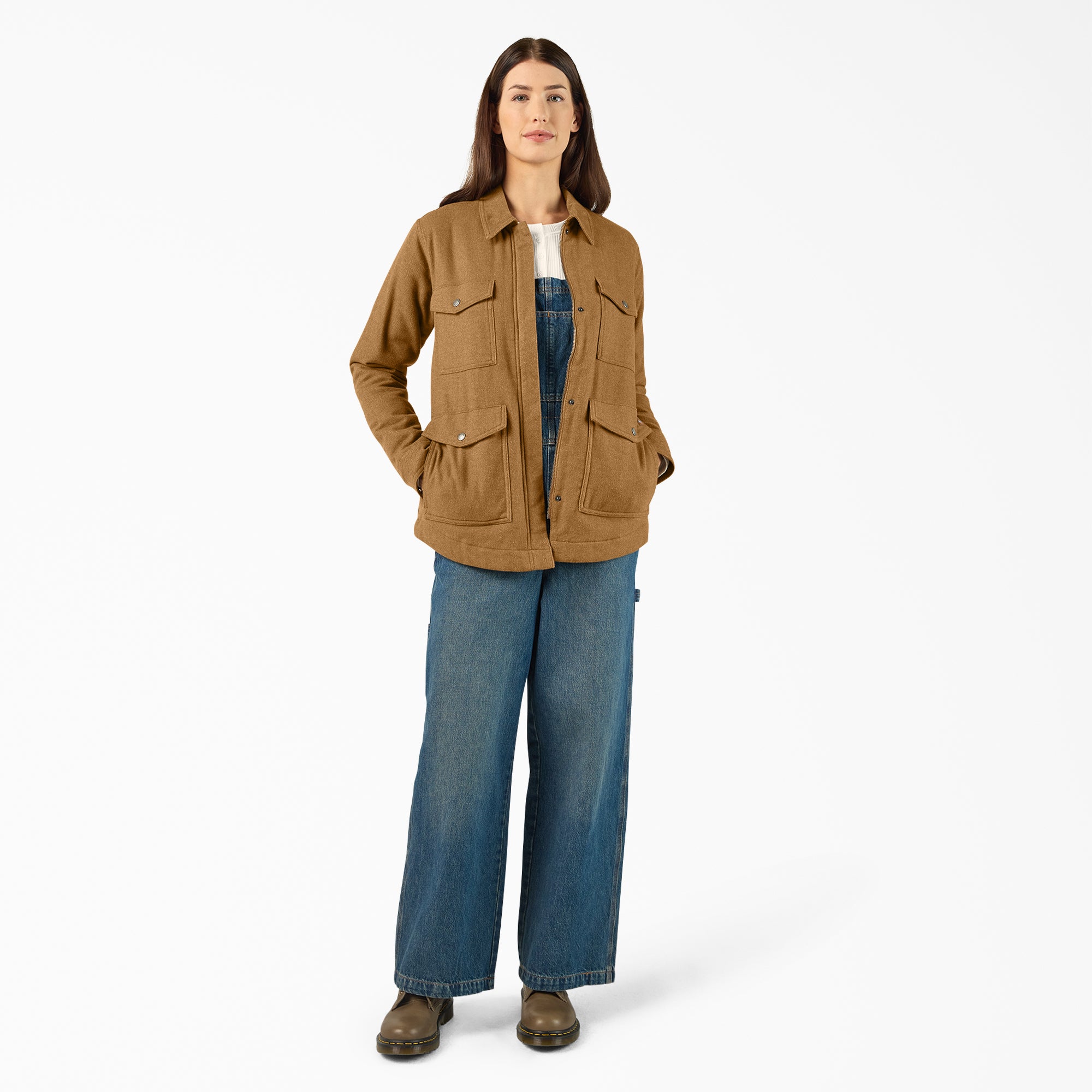Women's Fleece Lined Flannel Chore Coat - Image 4