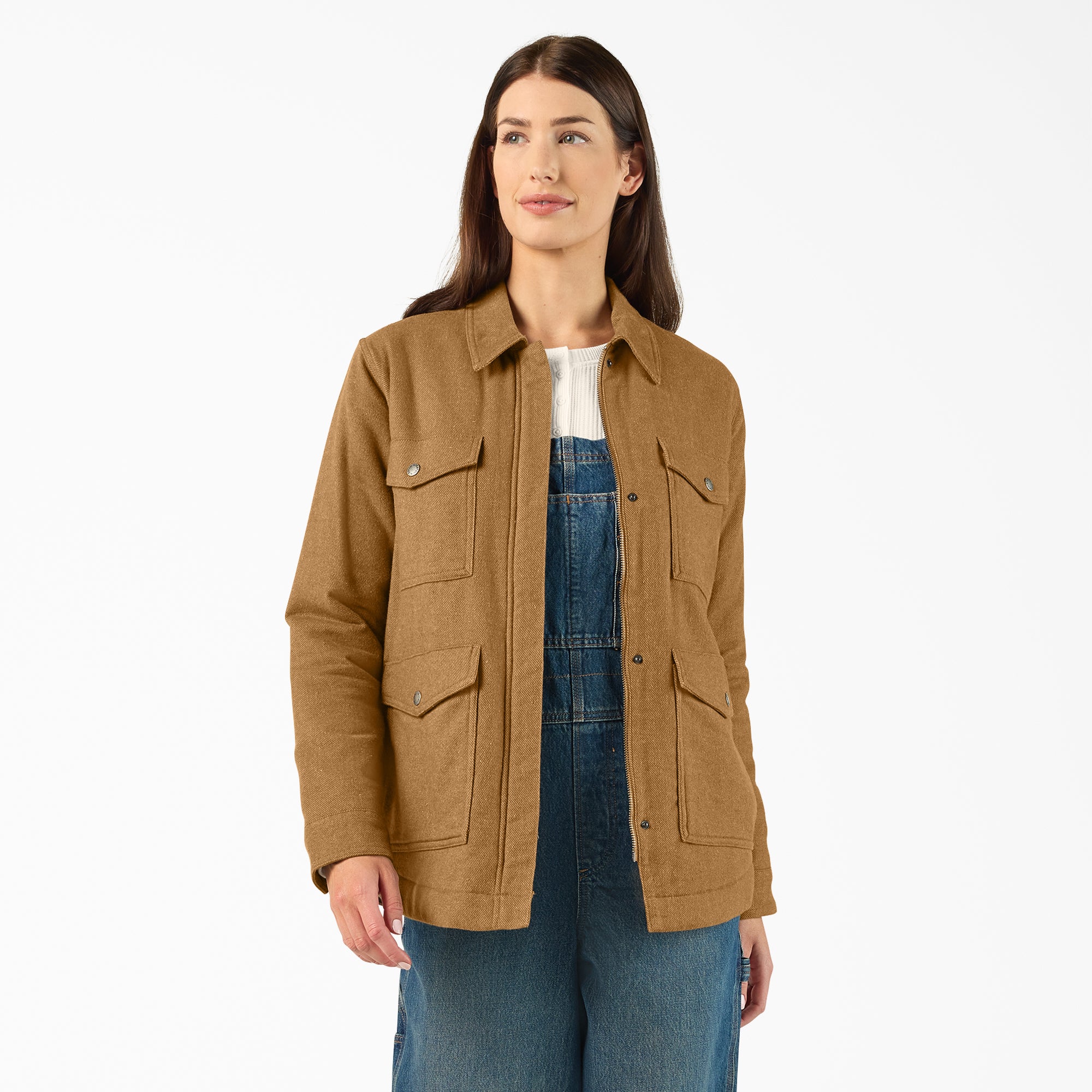 Women's Fleece Lined Flannel Chore Coat