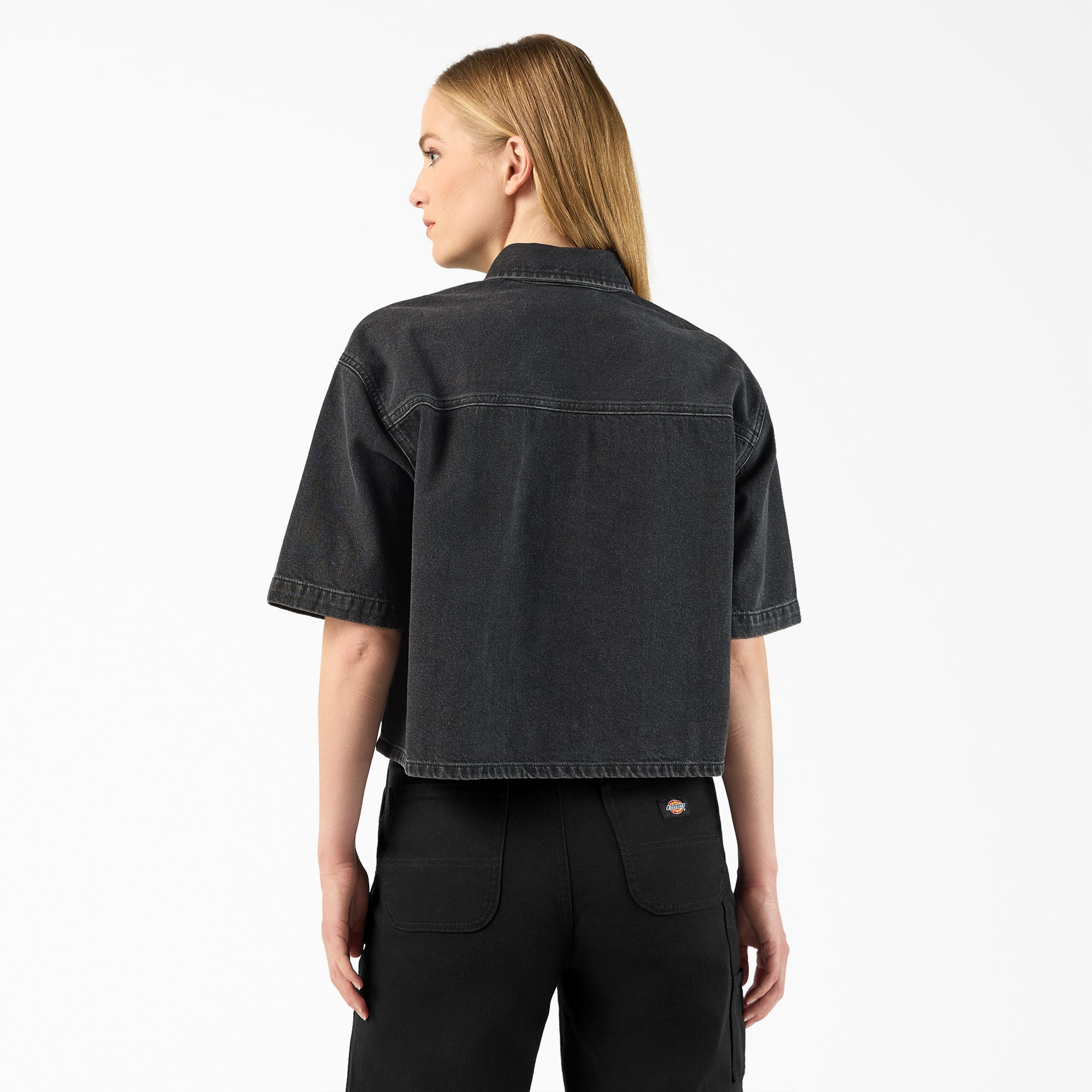 Women's Cropped Denim Work Shirt - Image 2