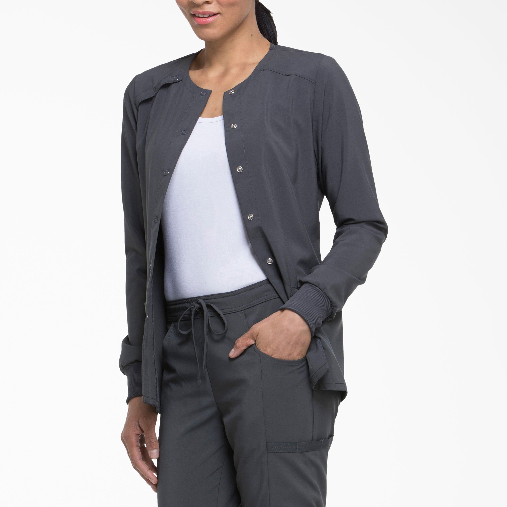 Women's EDS Essentials Snap Front Scrub Jacket - Image 3