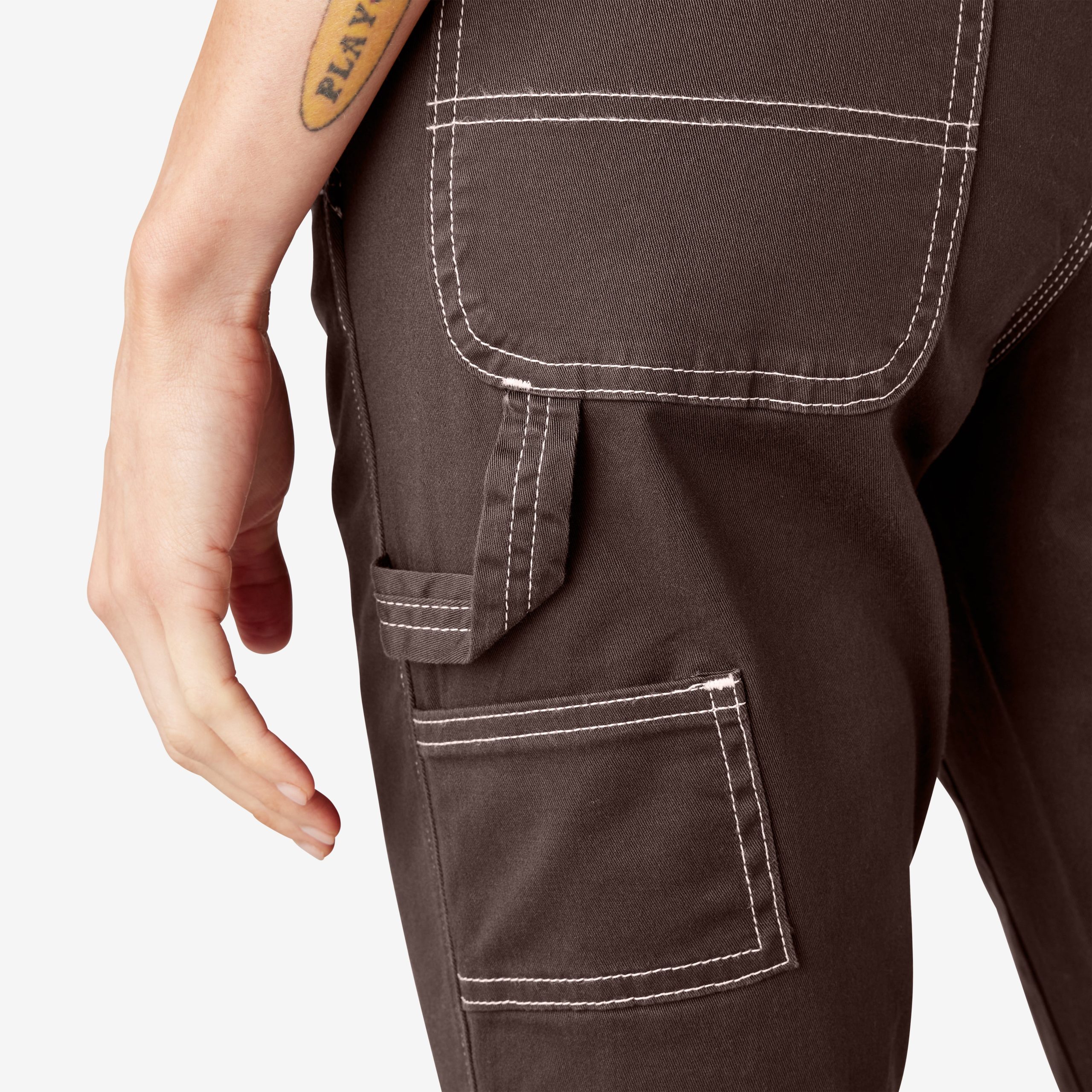 Women's Slim Straight Fit Roll Hem Carpenter Pants - Image 8