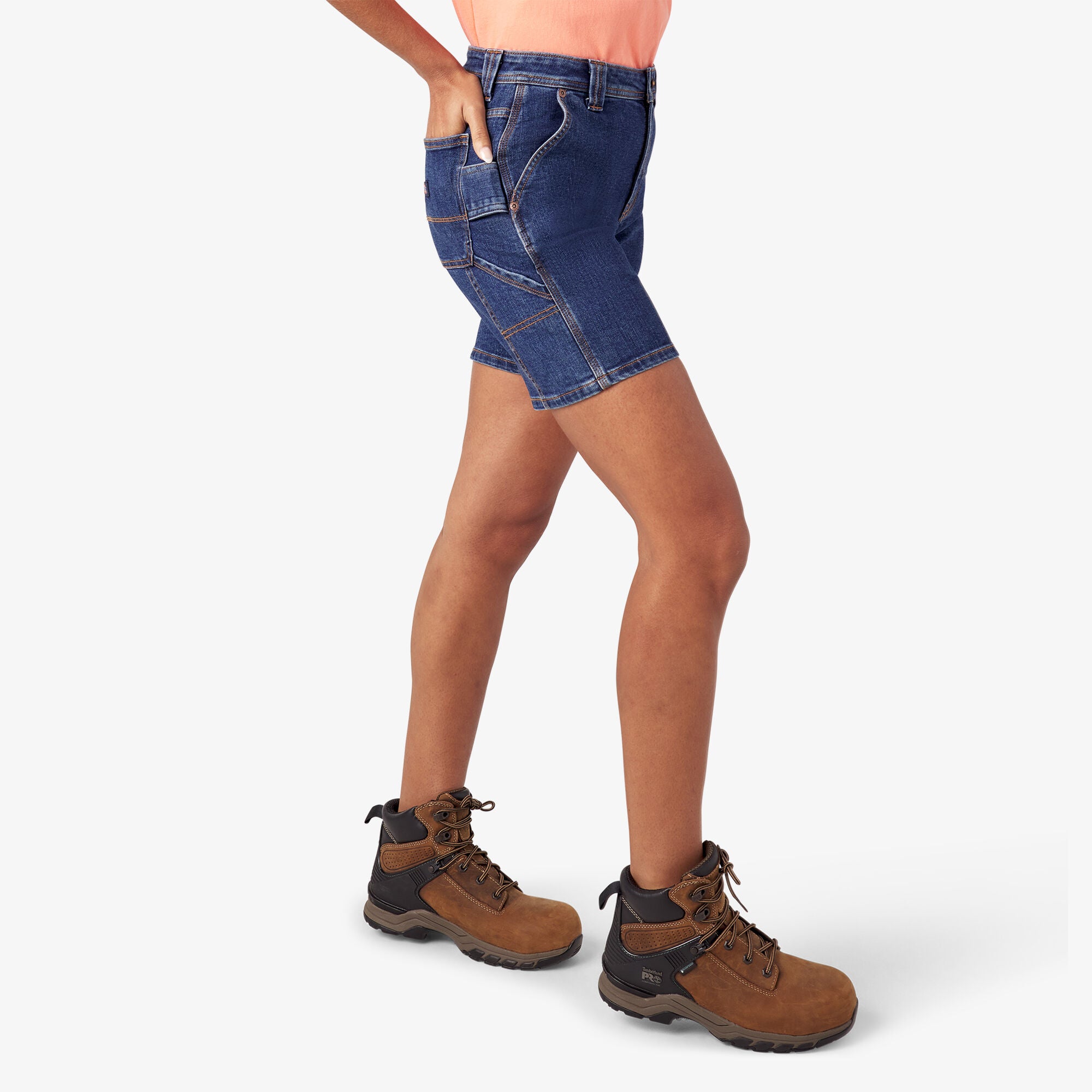 Women's Relaxed Fit Denim Carpenter Shorts. 7 - Image 4