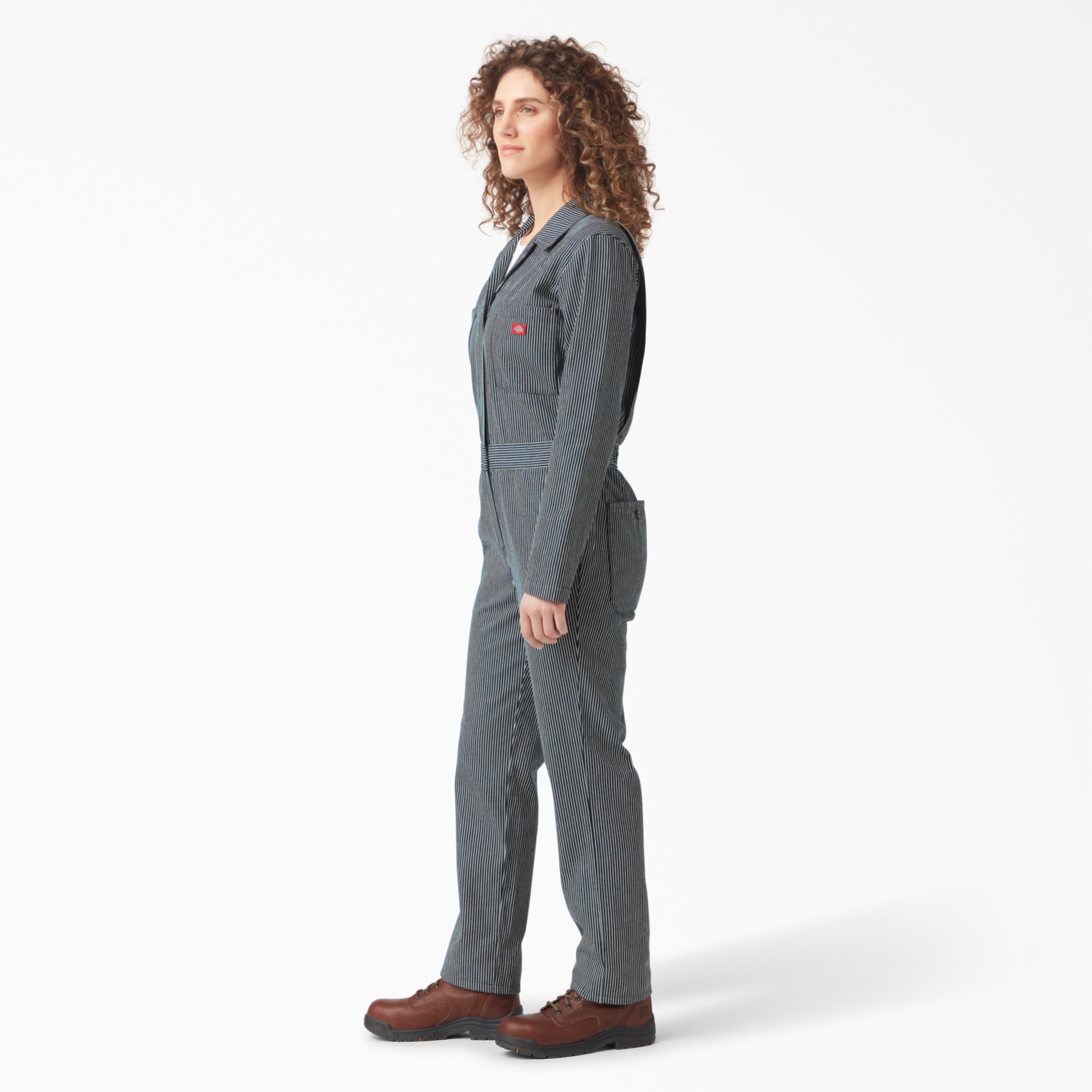 Women's Relaxed Fit Long Sleeve Hickory Stripe Coveralls - Image 3
