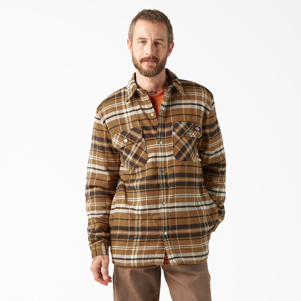 Water Repellent Fleece-Lined Flannel Shirt Jacket
