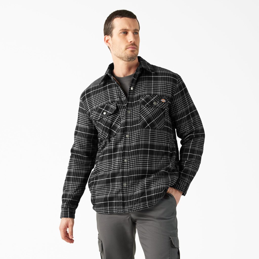 Water Repellent Fleece-Lined Flannel Shirt Jacket
