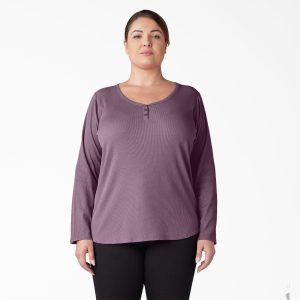 Women's Plus Henley Long Sleeve Shirt