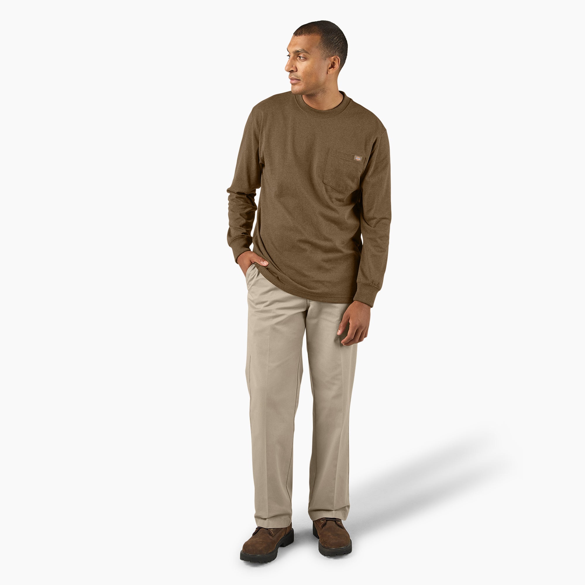Heavyweight Heathered Long Sleeve Pocket T-Shirt - Image 4