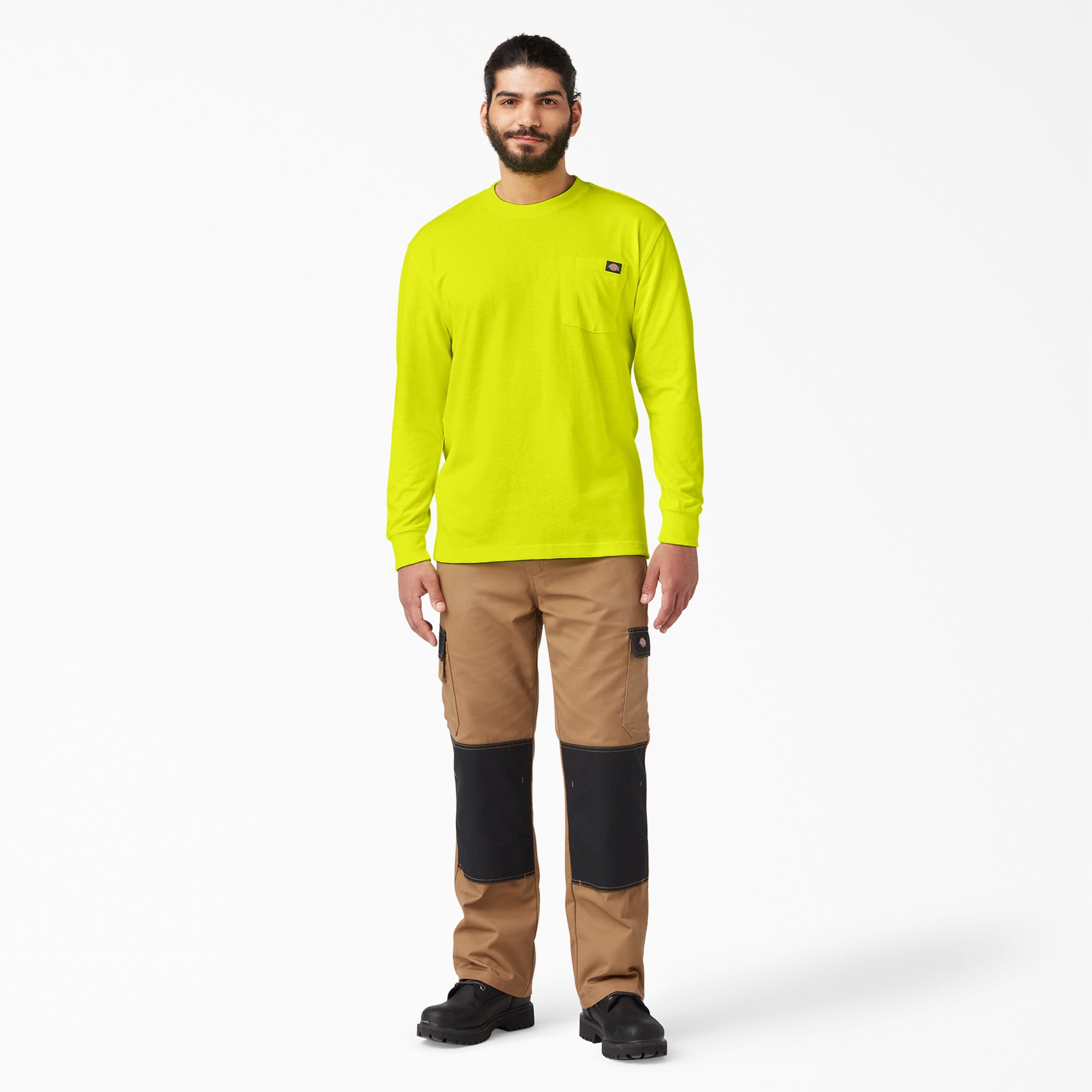 Heavyweight Neon Long Sleeve Pocket T-Shirt - Image 4