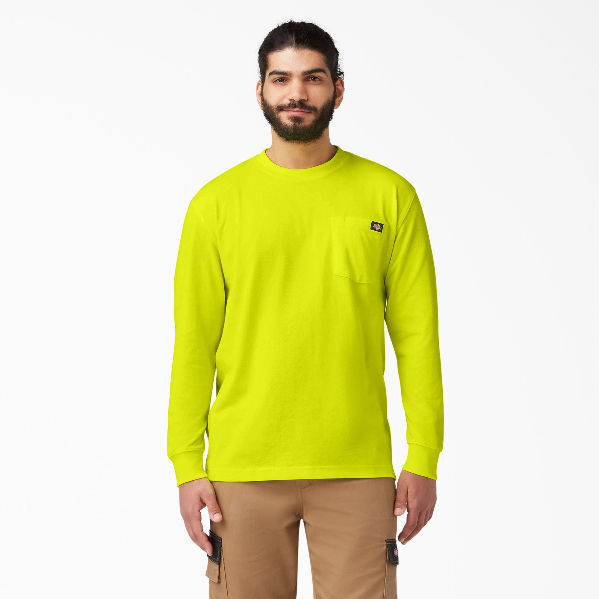 Heavyweight Neon Long Sleeve Pocket T-Shirt