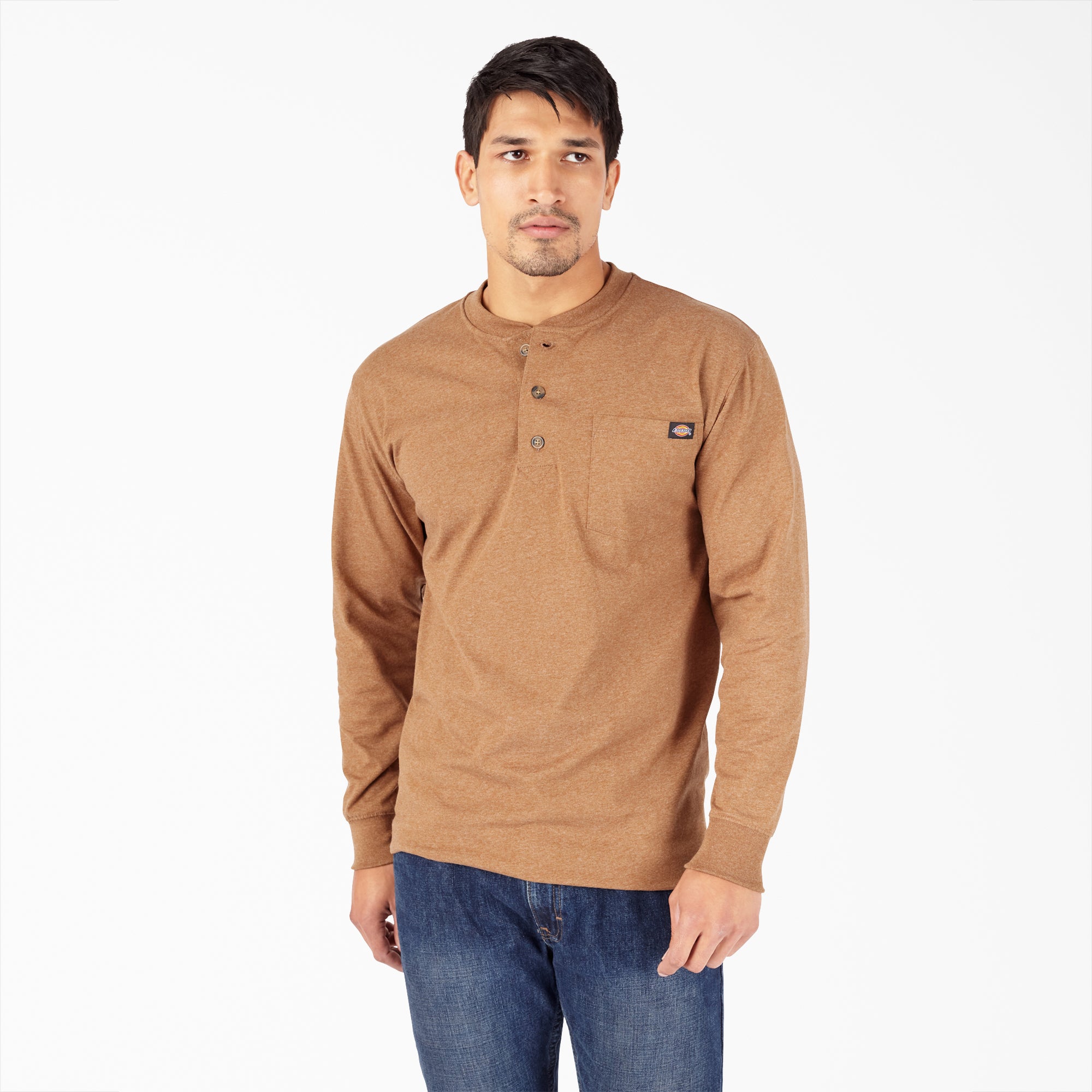 Heavyweight Heathered Long Sleeve Henley T-Shirt